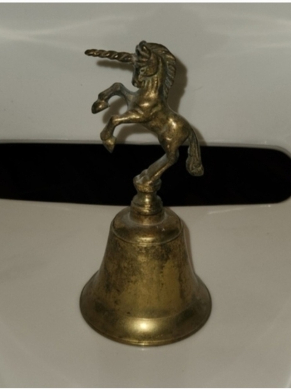 Vintage Brass Unicorn Bell - Gold Tone